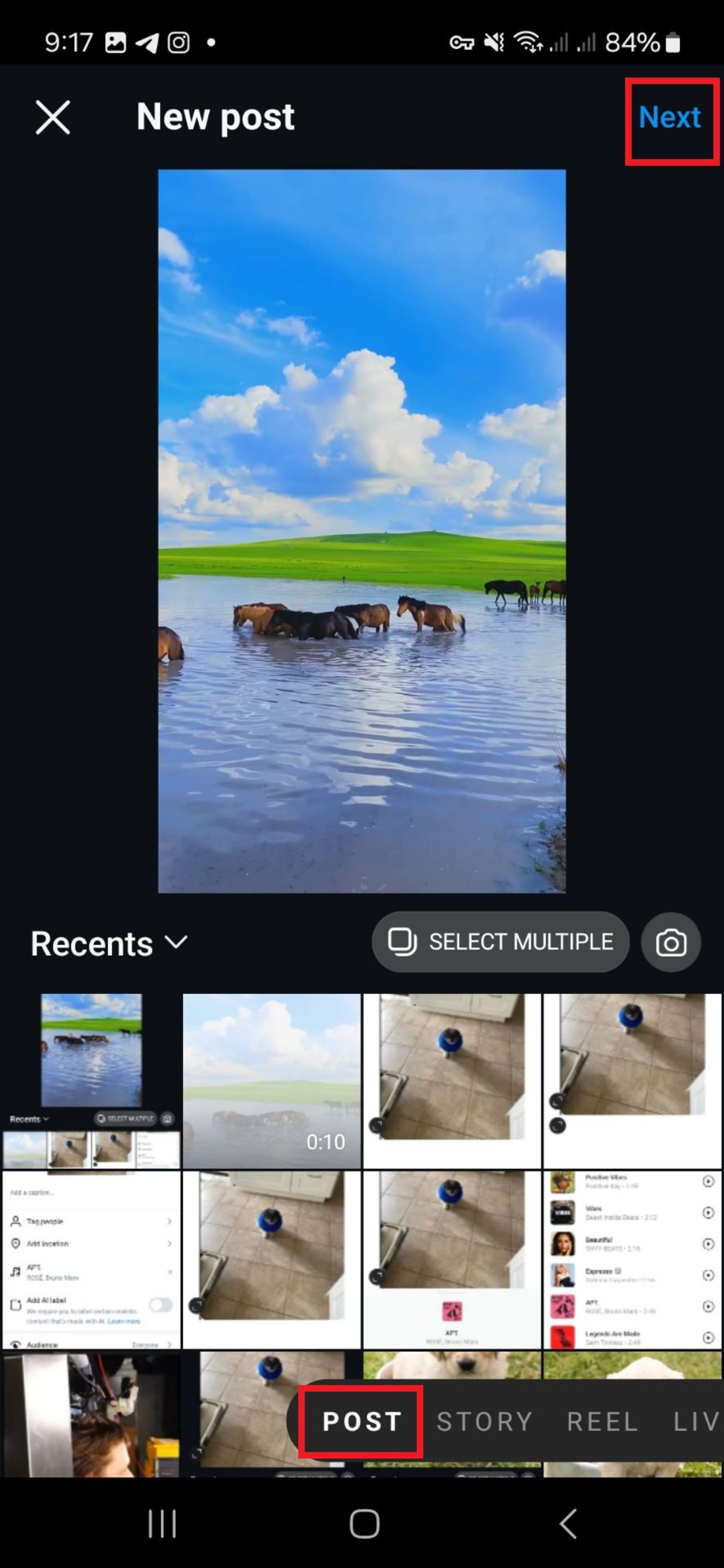 افزودن ویدئو به پست اینستاگرام 