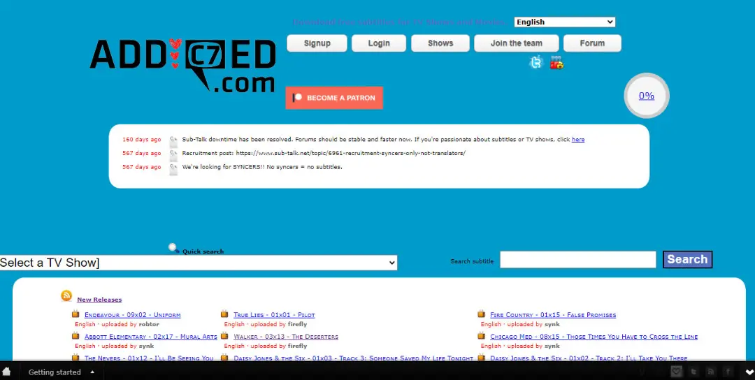 وب‌سایت دانلود زیرنویس addic7ed