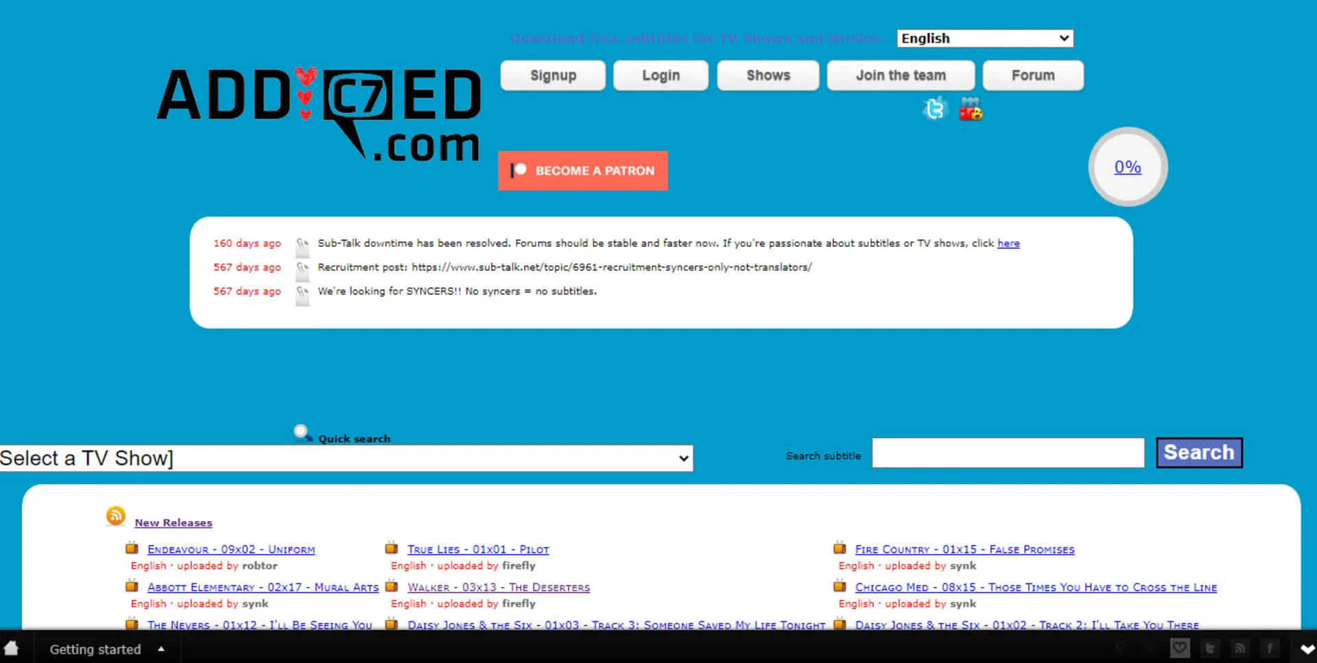 وب‌سایت دانلود زیرنویس addic7ed