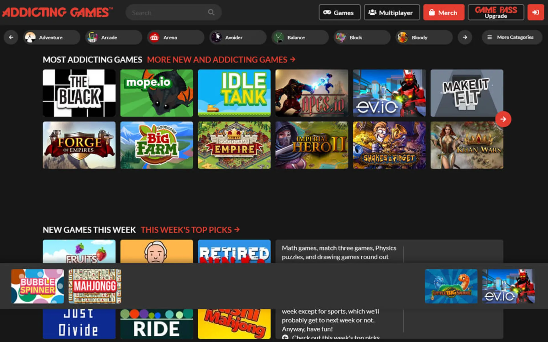 وب‌سایت بازی آنلاین AddictingGames بدون نیاز به نصب