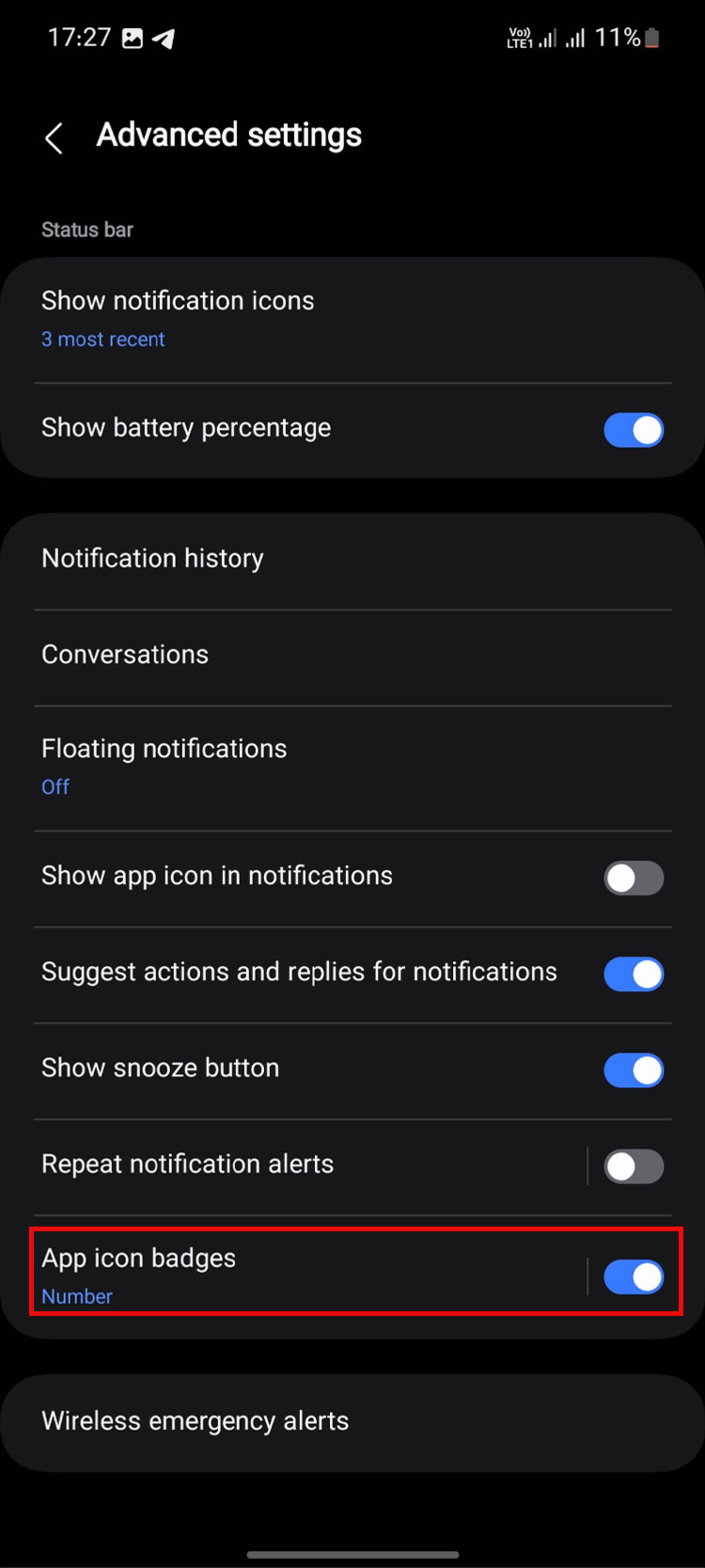 تنظیمات Advanced setting