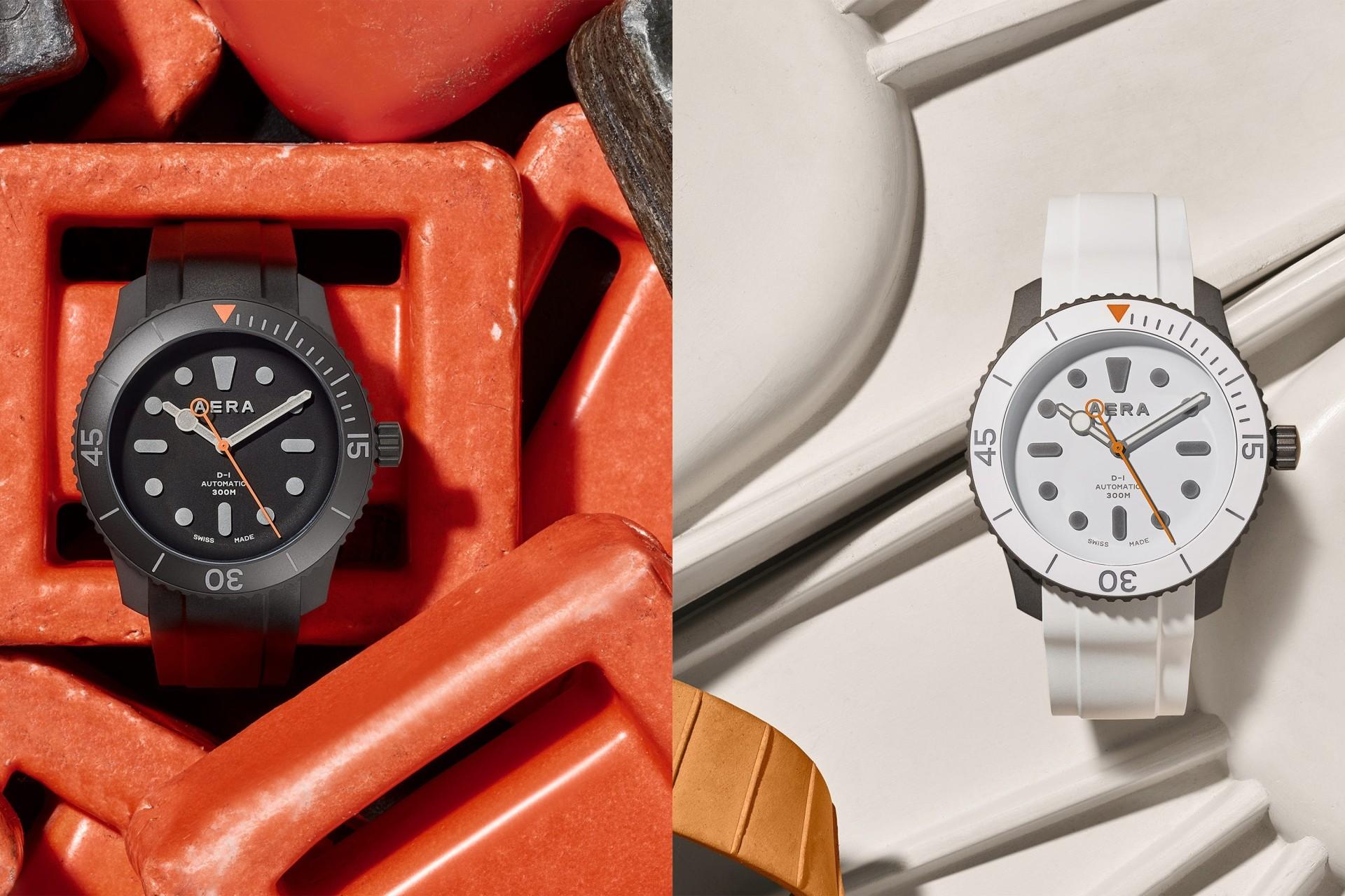 نمای جلو ساعت هوشمند Aera X D1 Diver در دو رنگ مشکی و سفید