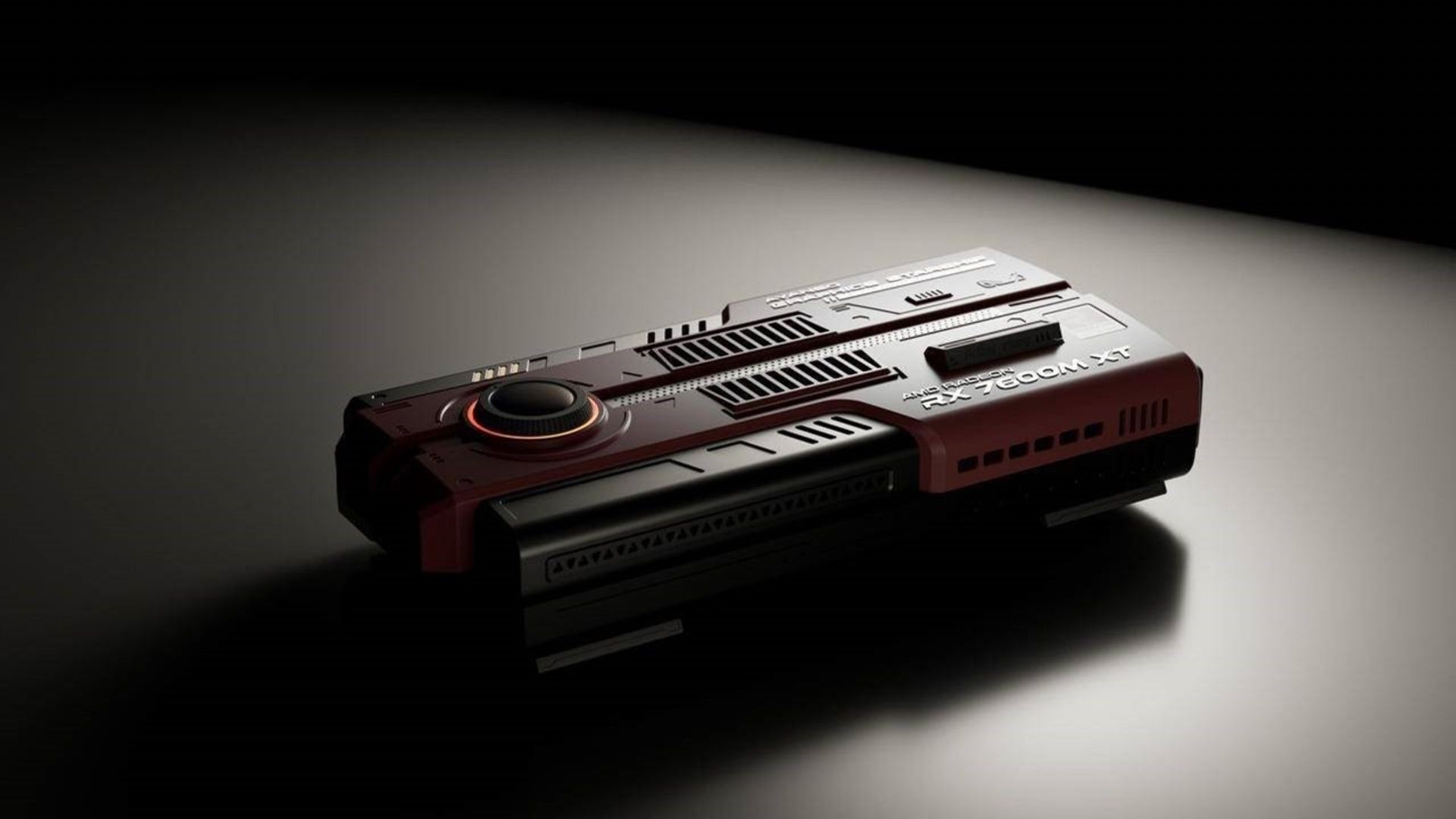 داک گرافیکی AG01 رنگ قرمز از نمای سه‌چهارم بالا - پس زمینه‌ی تاریک