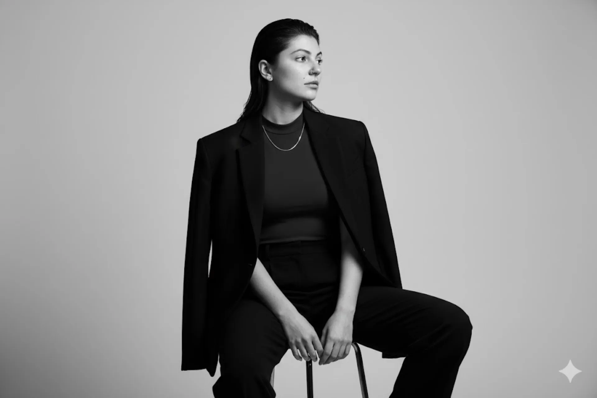 یک زن روی صندلی با سبک عکاسی مجلات - هوش مصنوعی