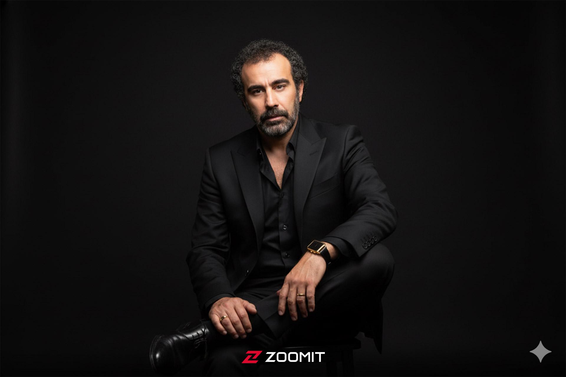 نقی معمولی در کت و شلوار مشکی - سبک تصویربرداری مجلات - هوش مصنوعی