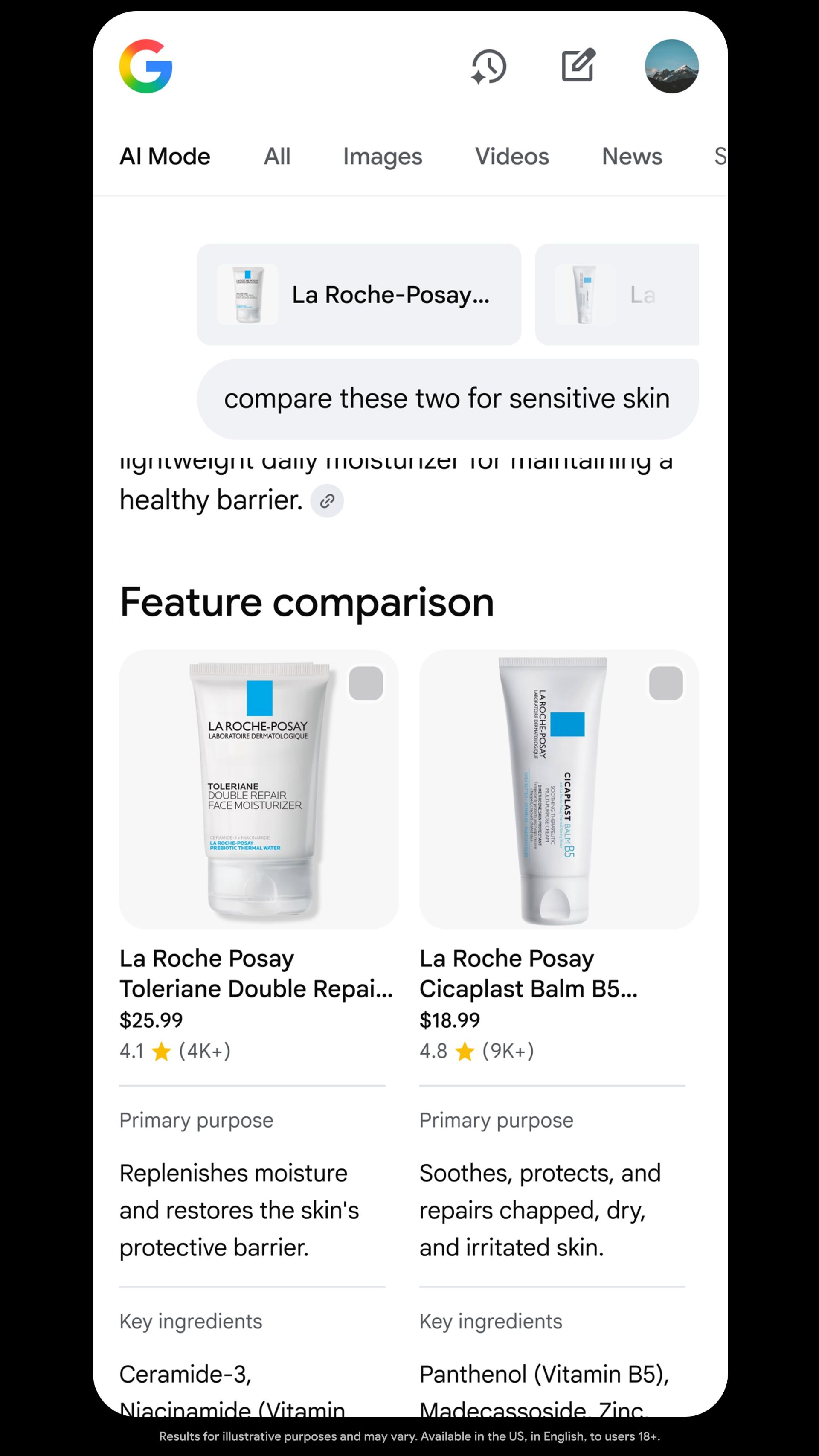 مقایسه‌ی دو کرم مرطوب‌کننده در کنار هم