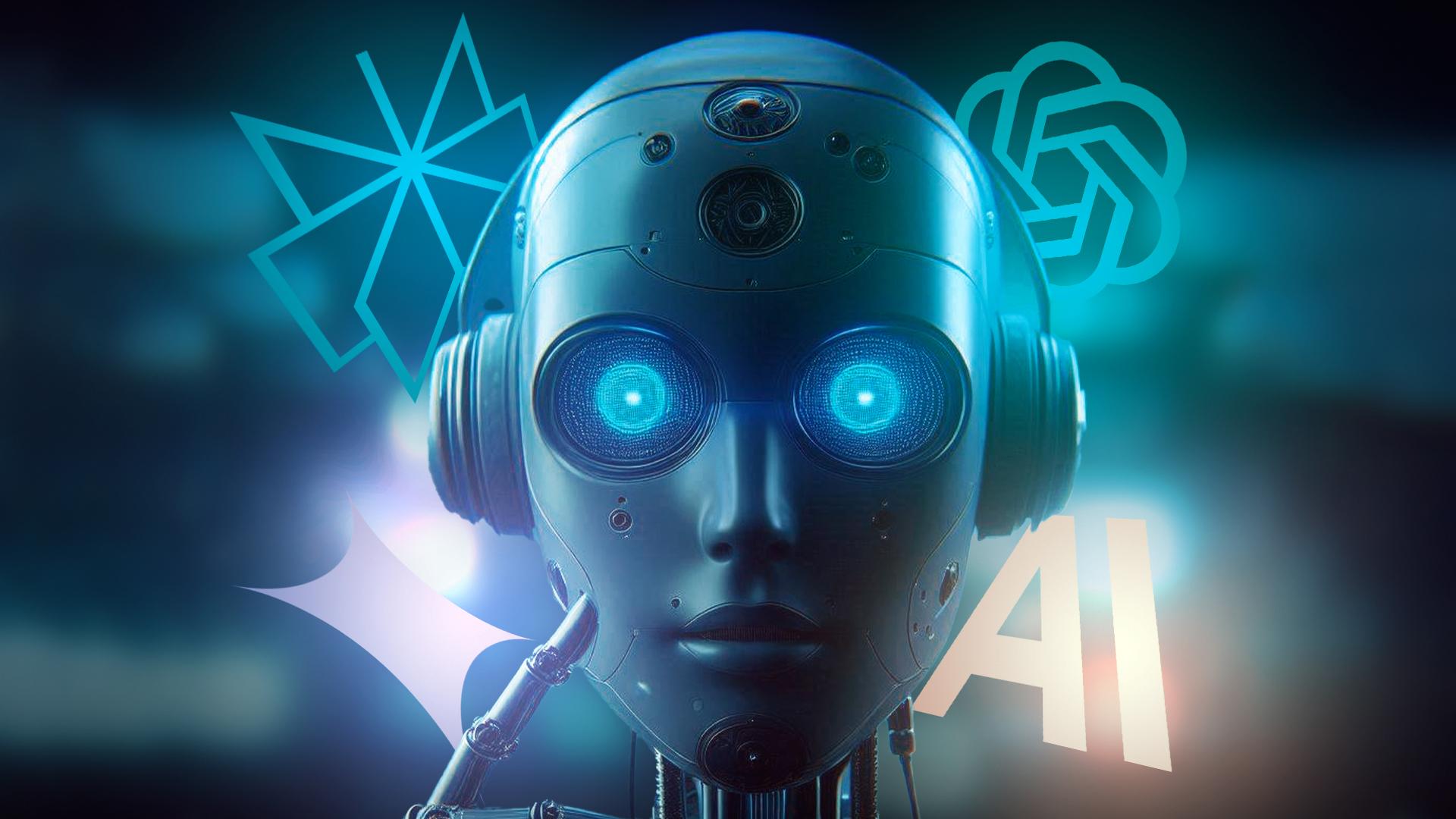 تصویر آدمک هوش مصنوعی با لوگو اوپن ای آی