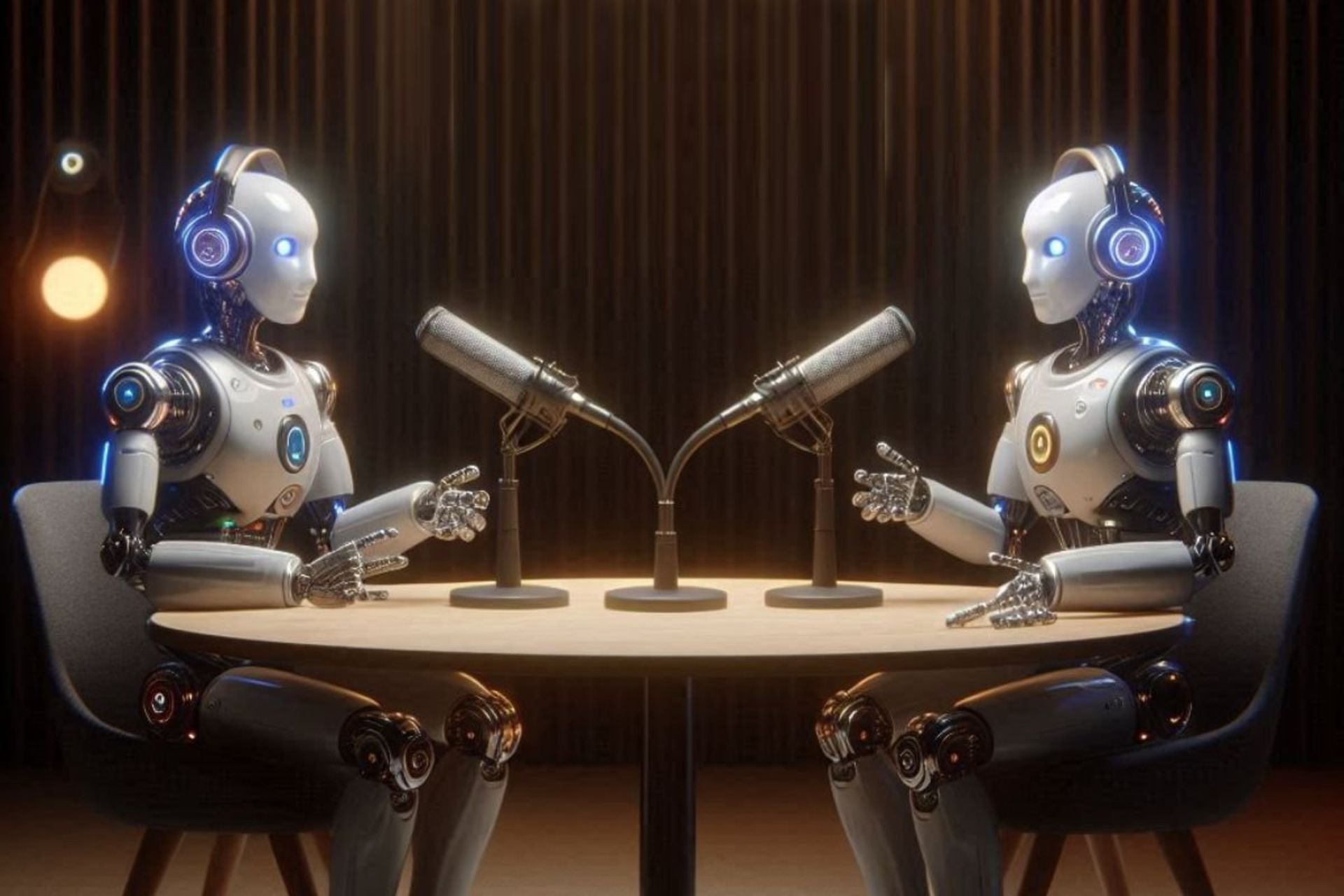 دو ربات هوش مصنوعی درحال گفت و گو در پادکست