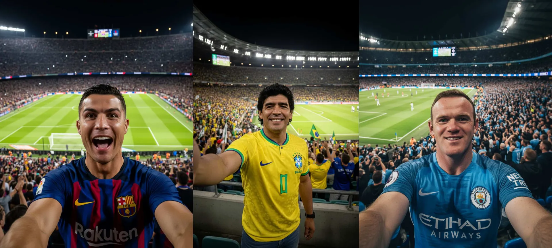 وین رونی - کریس رونالدو و مارادونا در ورزشگاه فوتبال هوش مصنوعی 