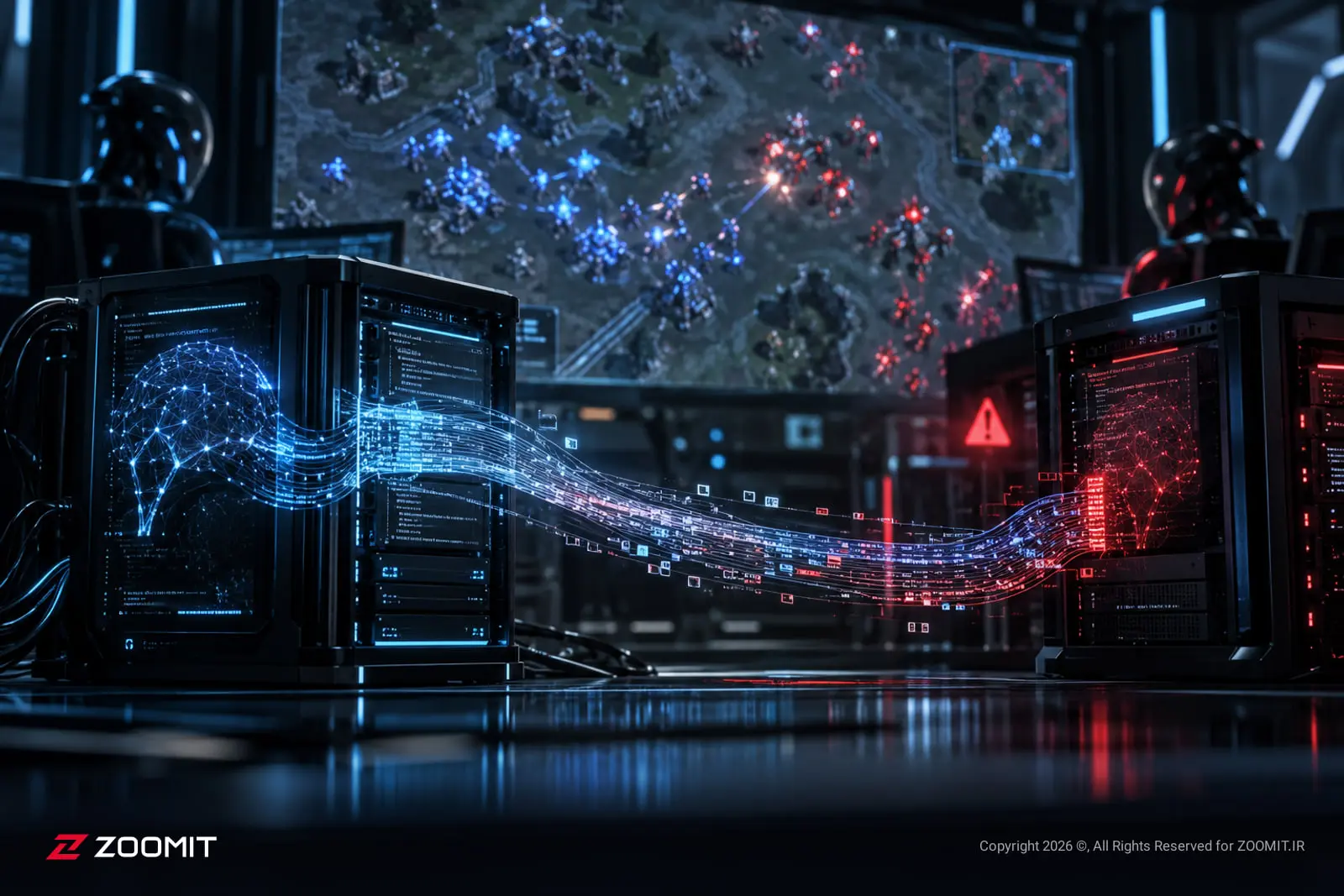 سرورهای هوش مصنوعی در حال پردازش داده‌های بازی استارکرفت (StarCraft)