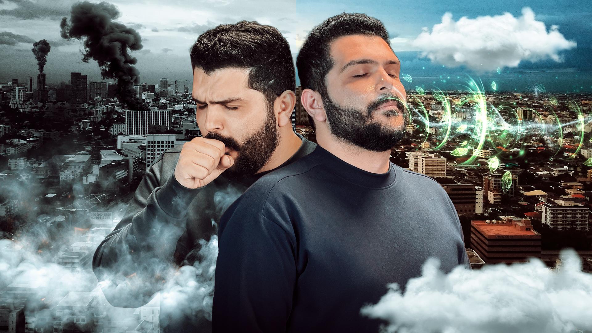 عکس شادان در آلودگی هوا و دستگاه تصفیه هوا