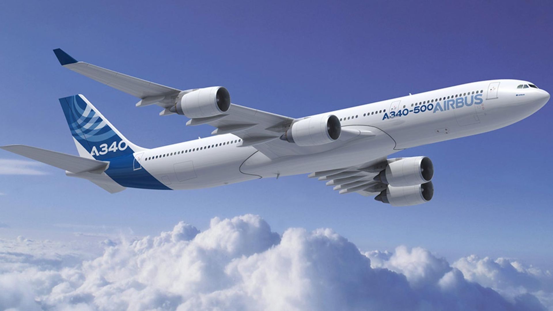 هواپیمای ایرباس A340 در آسمان