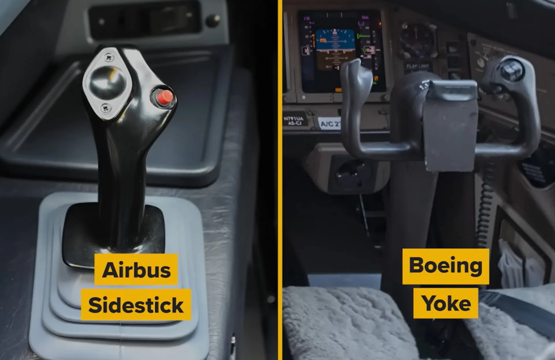 ایرباس ساید استیک در برابر یوک بوئینگ