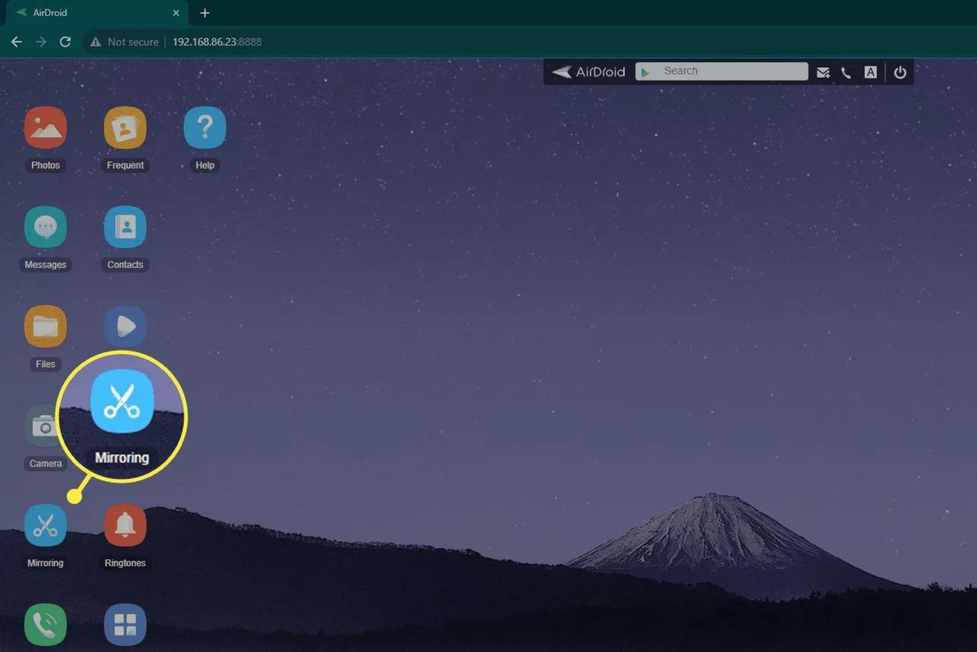 صفحه اصلی AirDroid