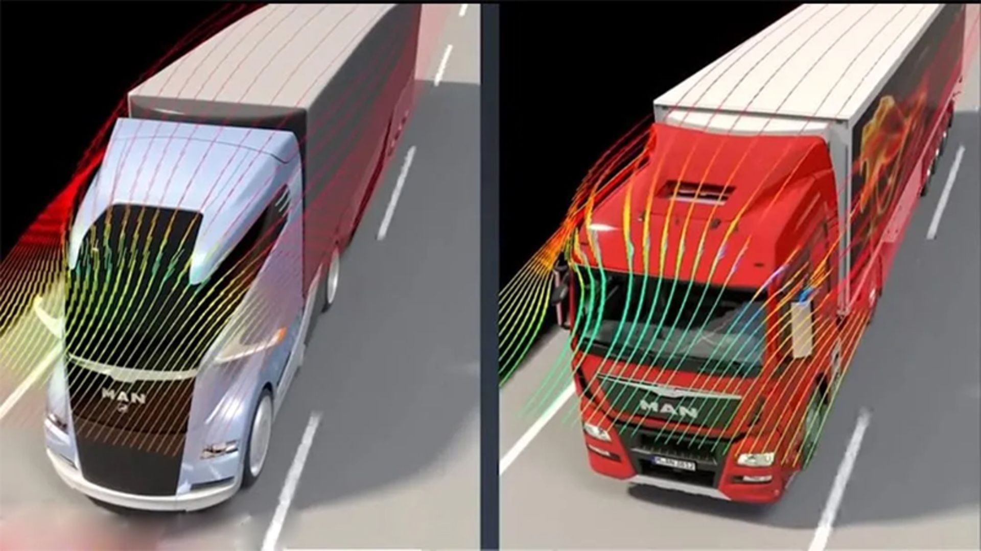 Passing air flow from Tesla truck and normal truck