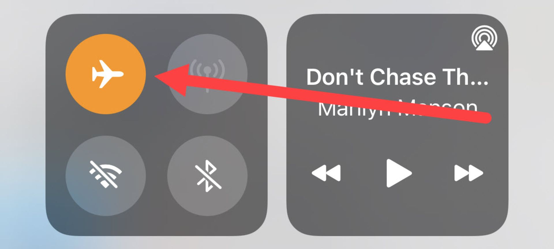حالت هواپیما در کنترل سنتر آیفون