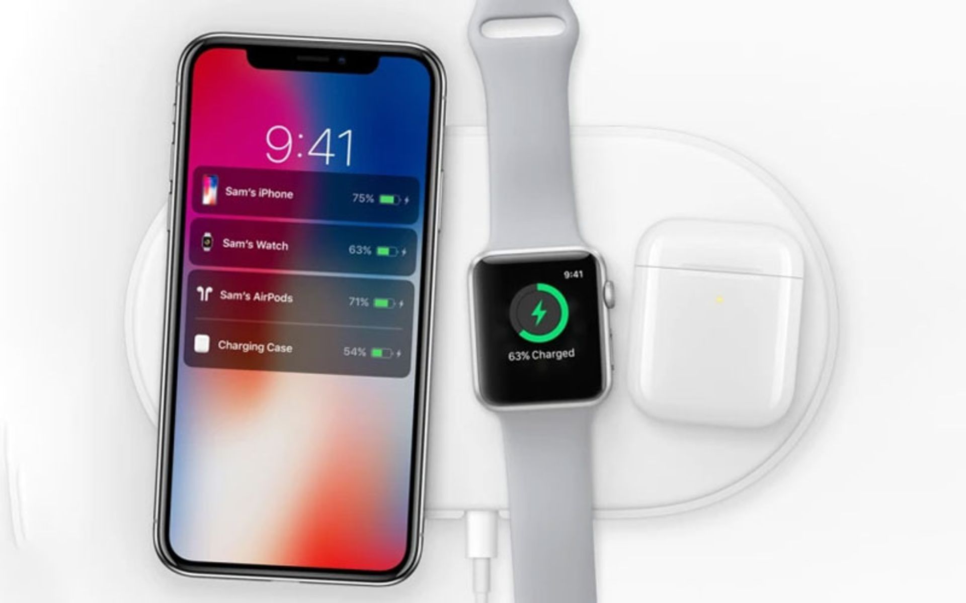 ایرپاور اپل درحال شارژ همزمان سه دستگاه