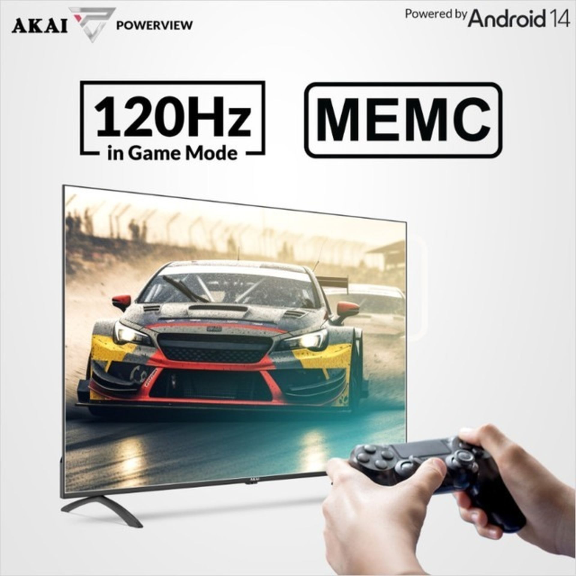 نمای جلو تلویزیون سوپرویو Akai در حال بازی