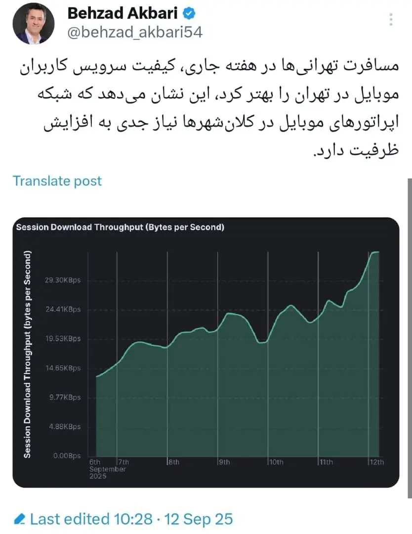 پست بهزاد اکبری در ایکس