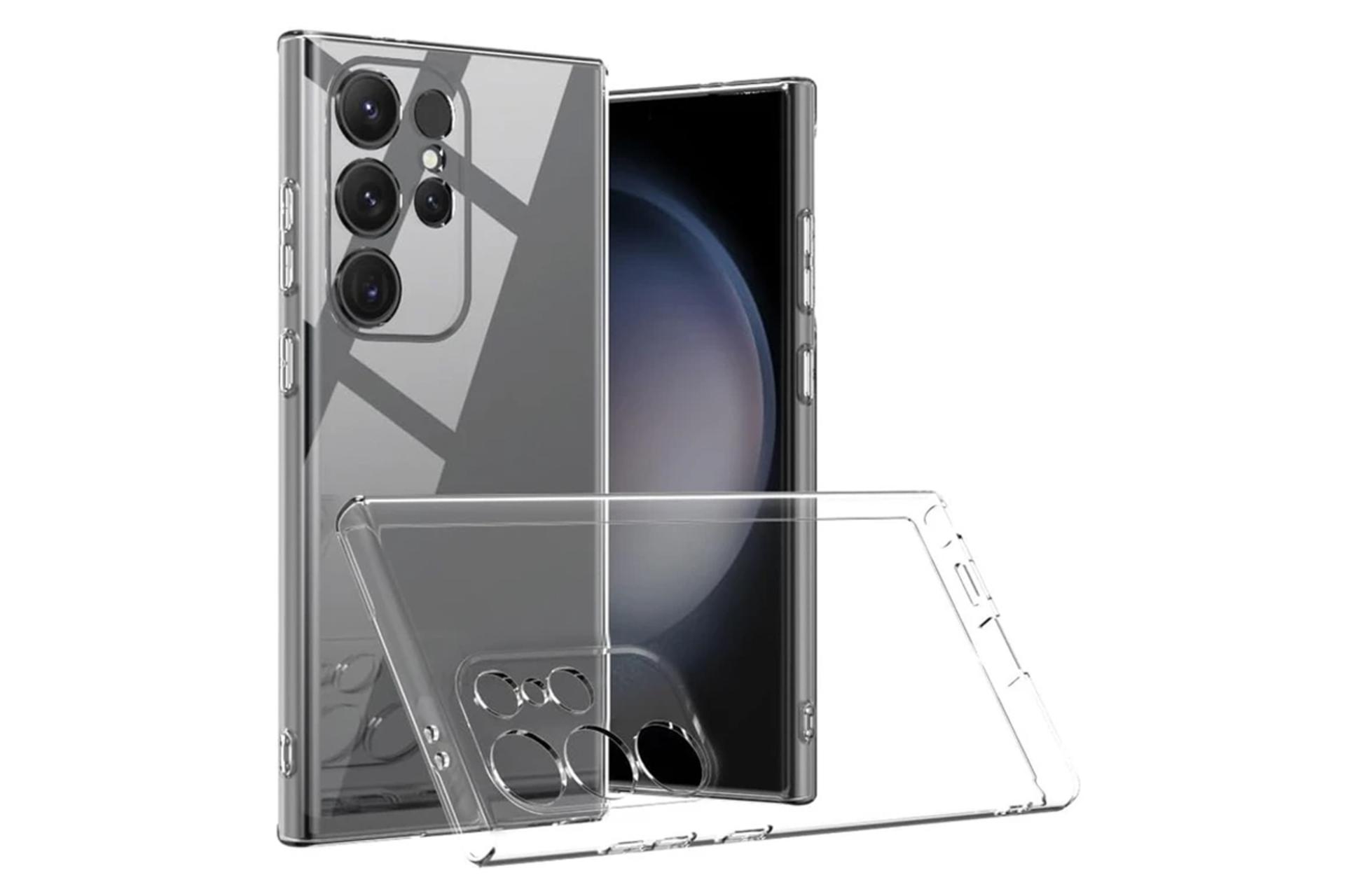 نمای پشت قاب گوشی آکوآرا مدل Clear GLS مناسب سامسونگ Galaxy S25 Ultra همراه با محافظ صفحه نمایش
