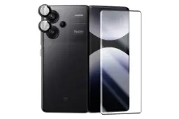محافظ صفحه نمایش گوشی آکوآرا مدل FL Edge Ring مناسب شیائومی Redmi Note 13 Pro Plus به همراه محافظ لنز دوربین