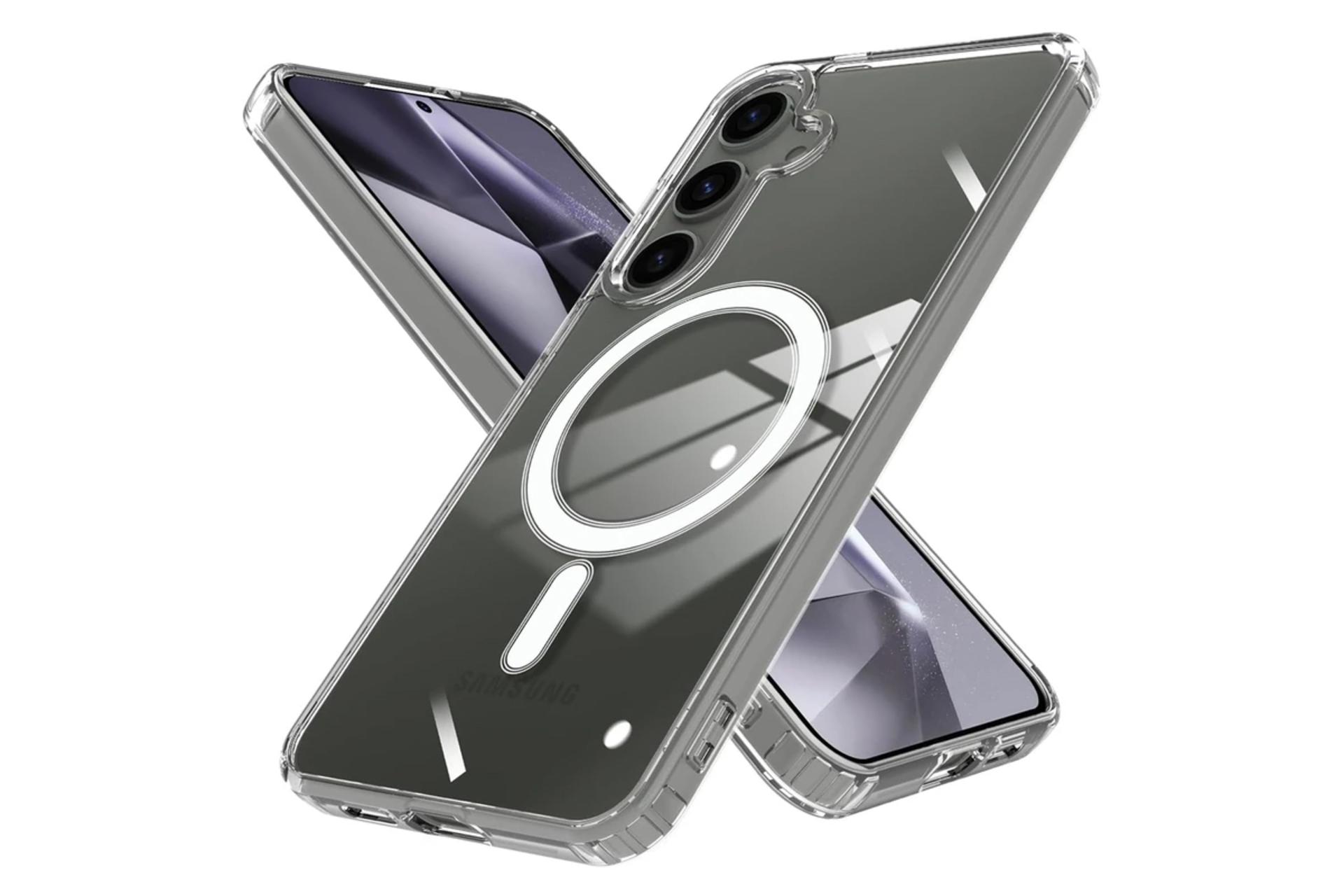 قاب گوشی آکوآرا مدل MagSafe GLS BKRNG مناسب سامسونگ Galaxy S24 FE همراه با محافظ لنز و صفحه نمایش