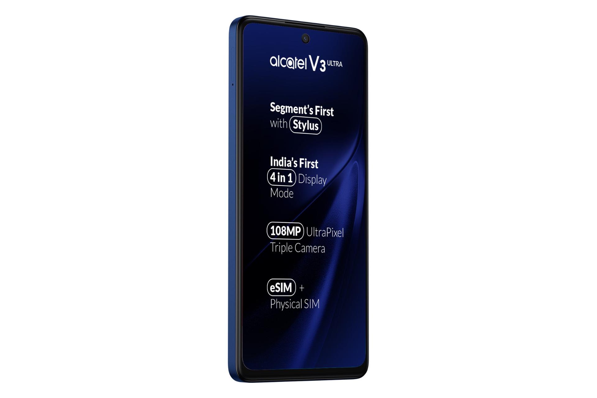 پنل جلو و صفحه نمایش گوشی موبایل آلکاتل V3 اولترا آبی / alcatel V3 Ultra