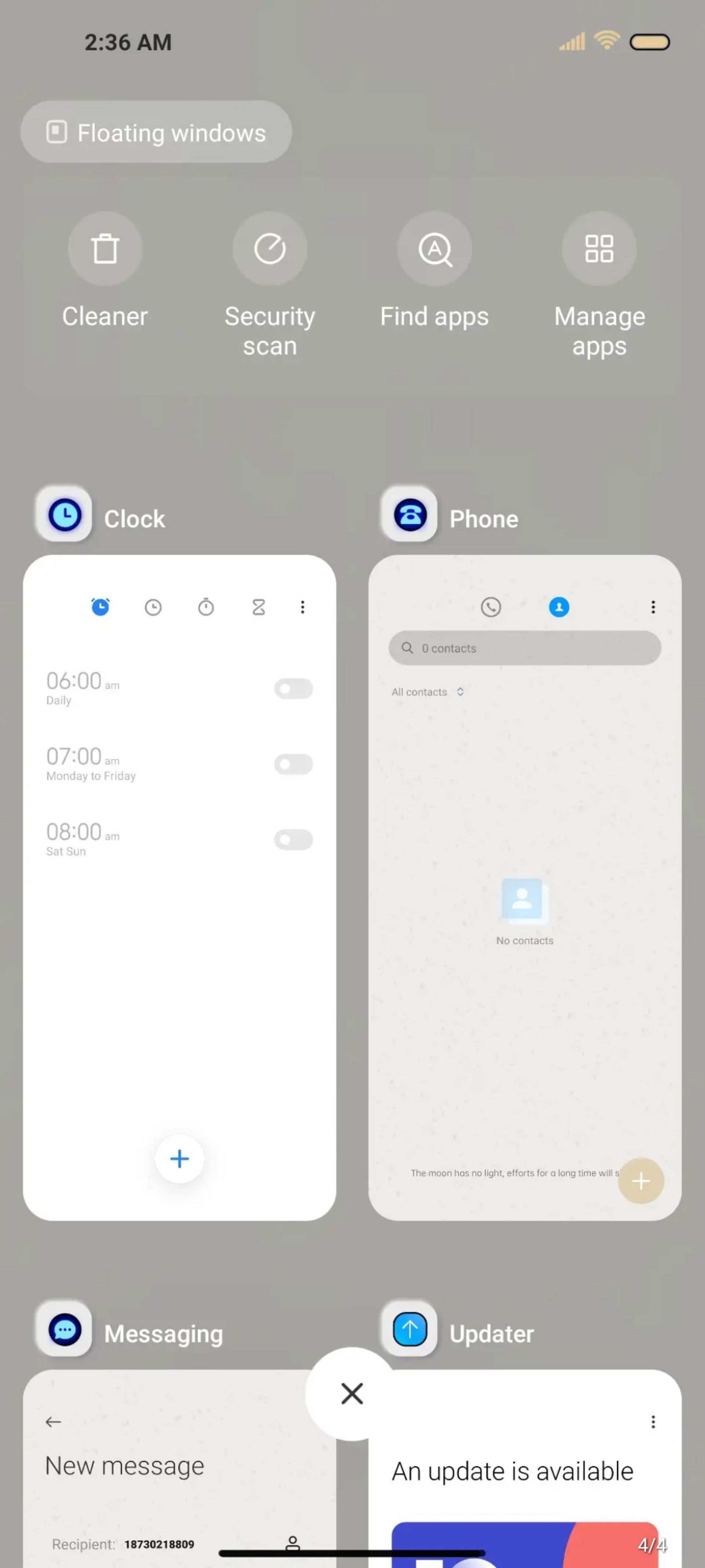 برنامه‌های در حال اجرای تم Alien OS