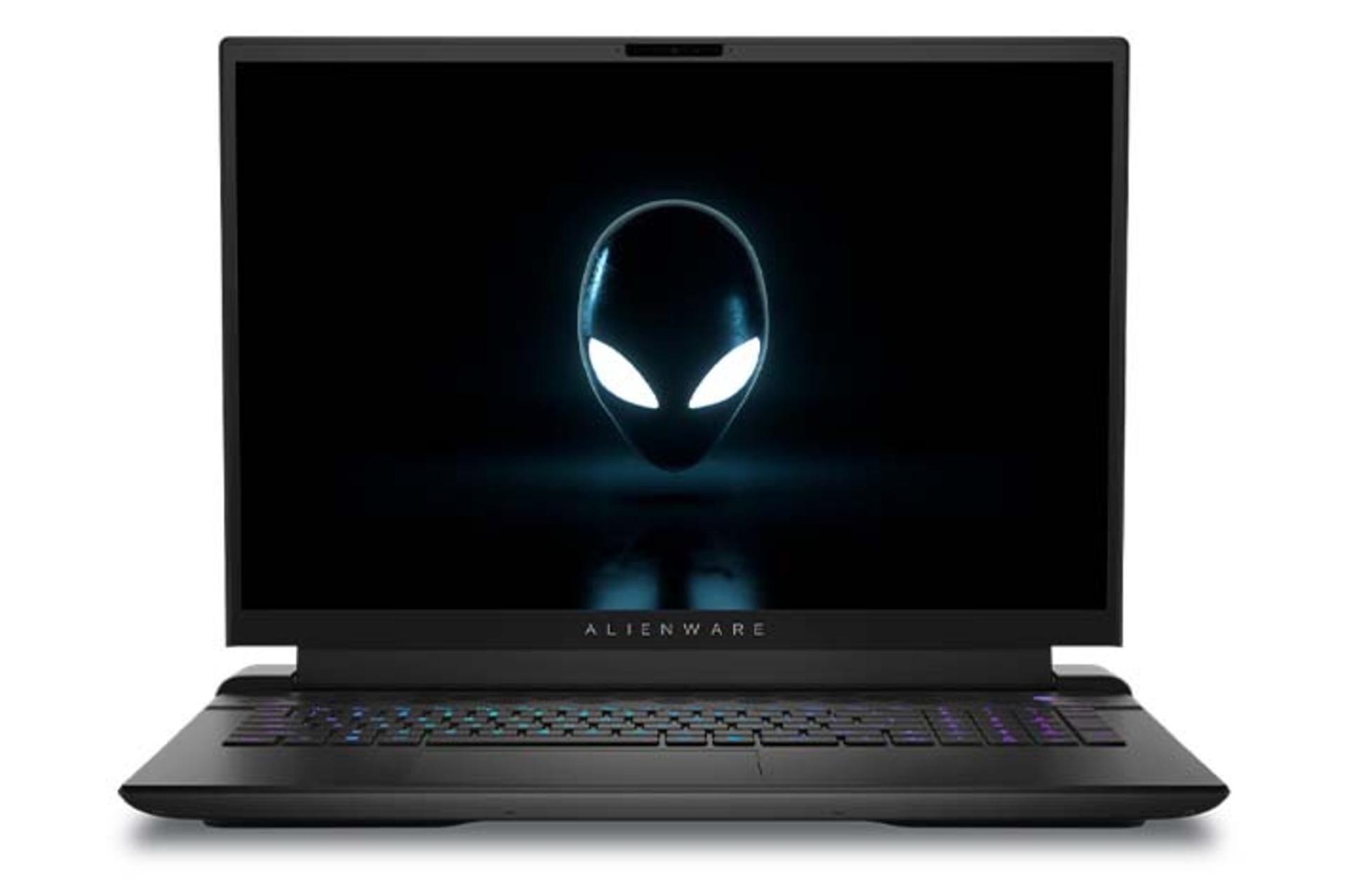 نمای جلوی Alienware M18 به همراه کیبورد و نمایشگر رنگ سیاه