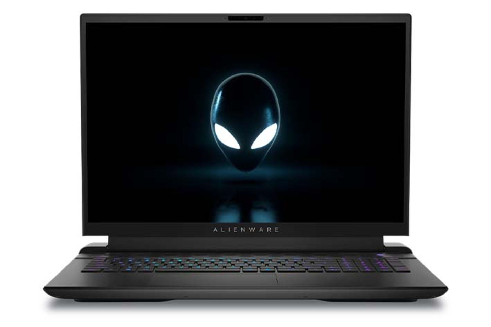 نمای جلوی Alienware M18 به همراه کیبورد و نمایشگر رنگ سیاه
