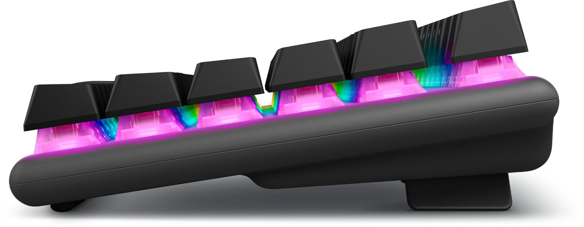 کیبورد Pro Wireless الین ور مشکی با RGB روشن از نمای کنار