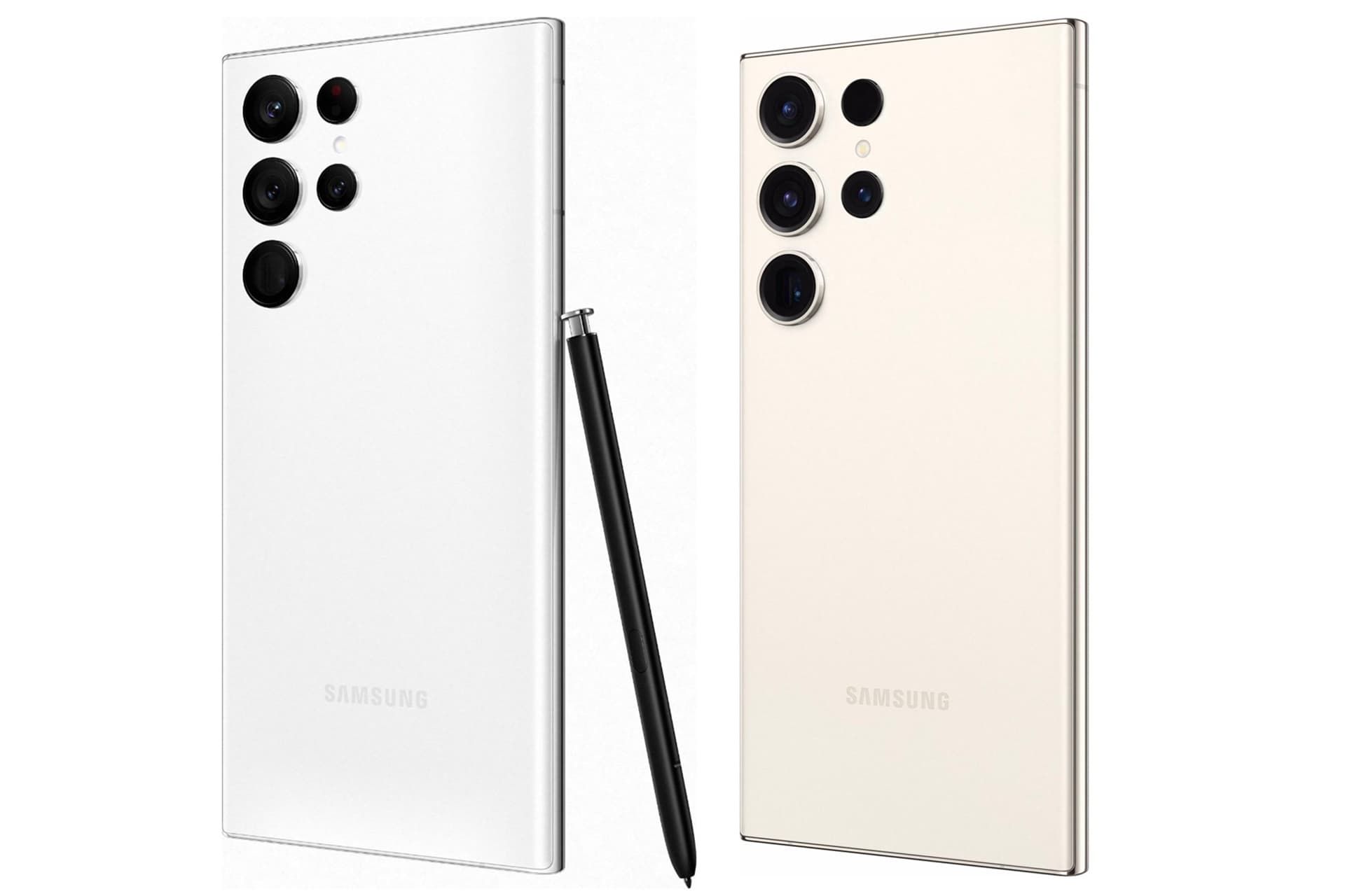 گلکسی اس ۲۳ اولترا Galaxy S23 Ultra در رنگ بژ و سفید تصویر فاش شده