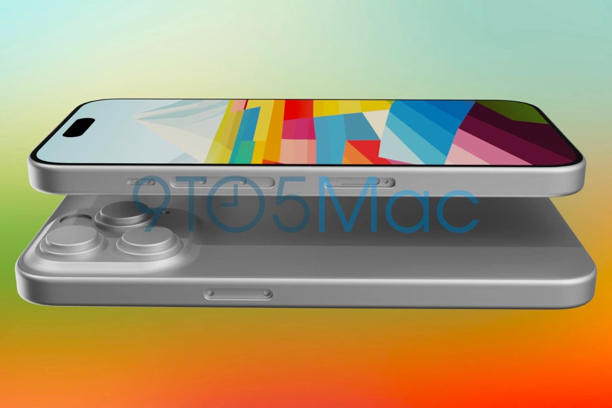 رندر CAD آیفون ۱۵ پرو از نمای کناری