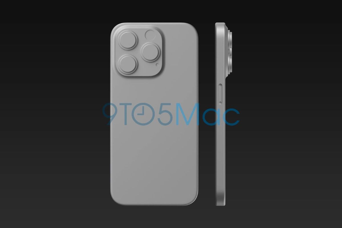 پنل پشتی و نیم رخ رندر CAD آیفون ۱۵ پرو