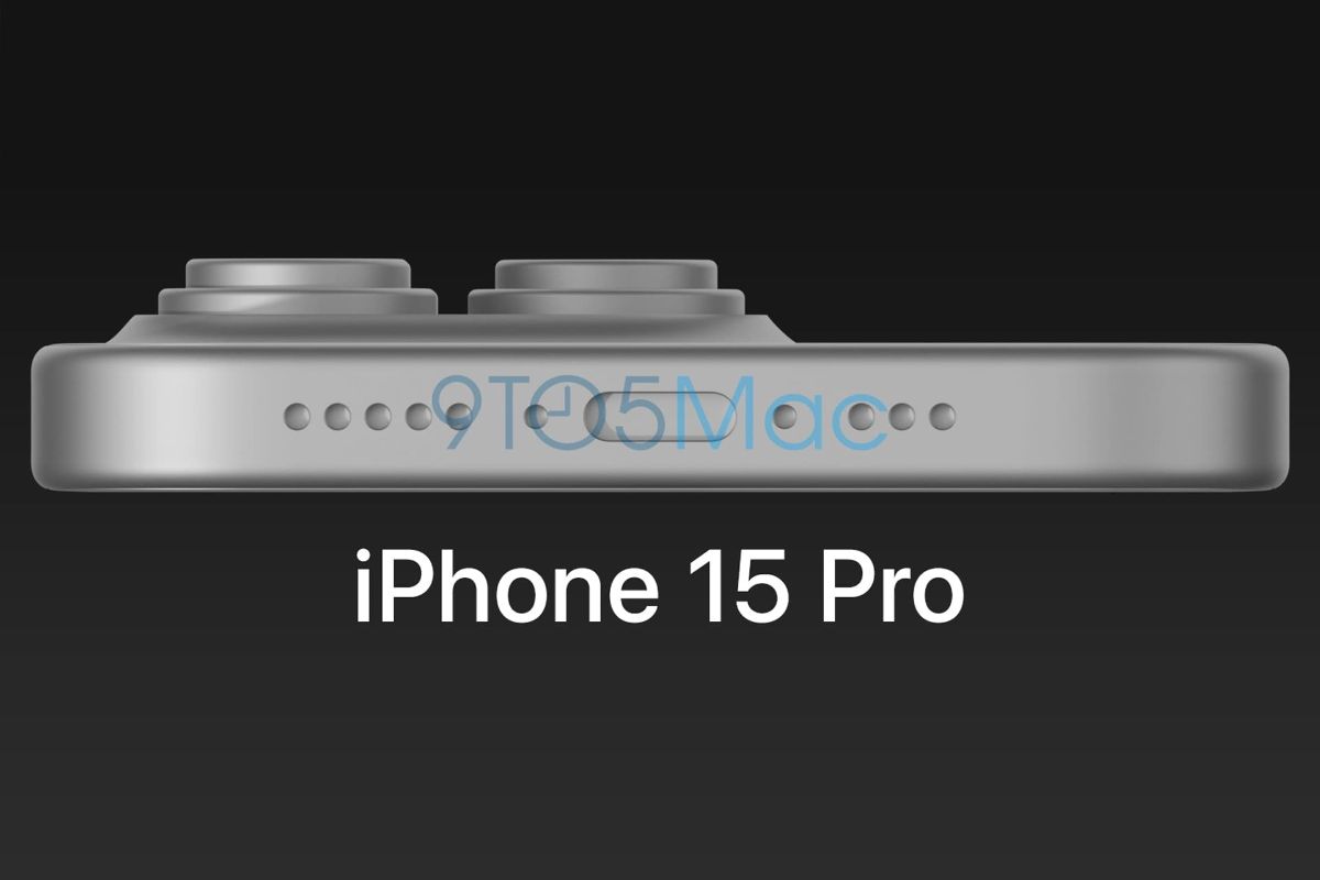 لبه پایینی رندر CAD آیفون ۱۵ پرو