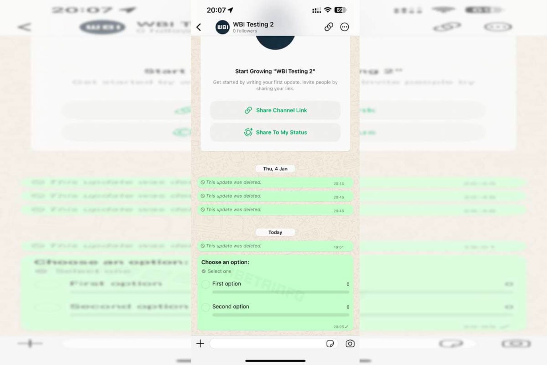 قابلیت نظرسنجی در واتساپ در نسخه بتای آی او اس