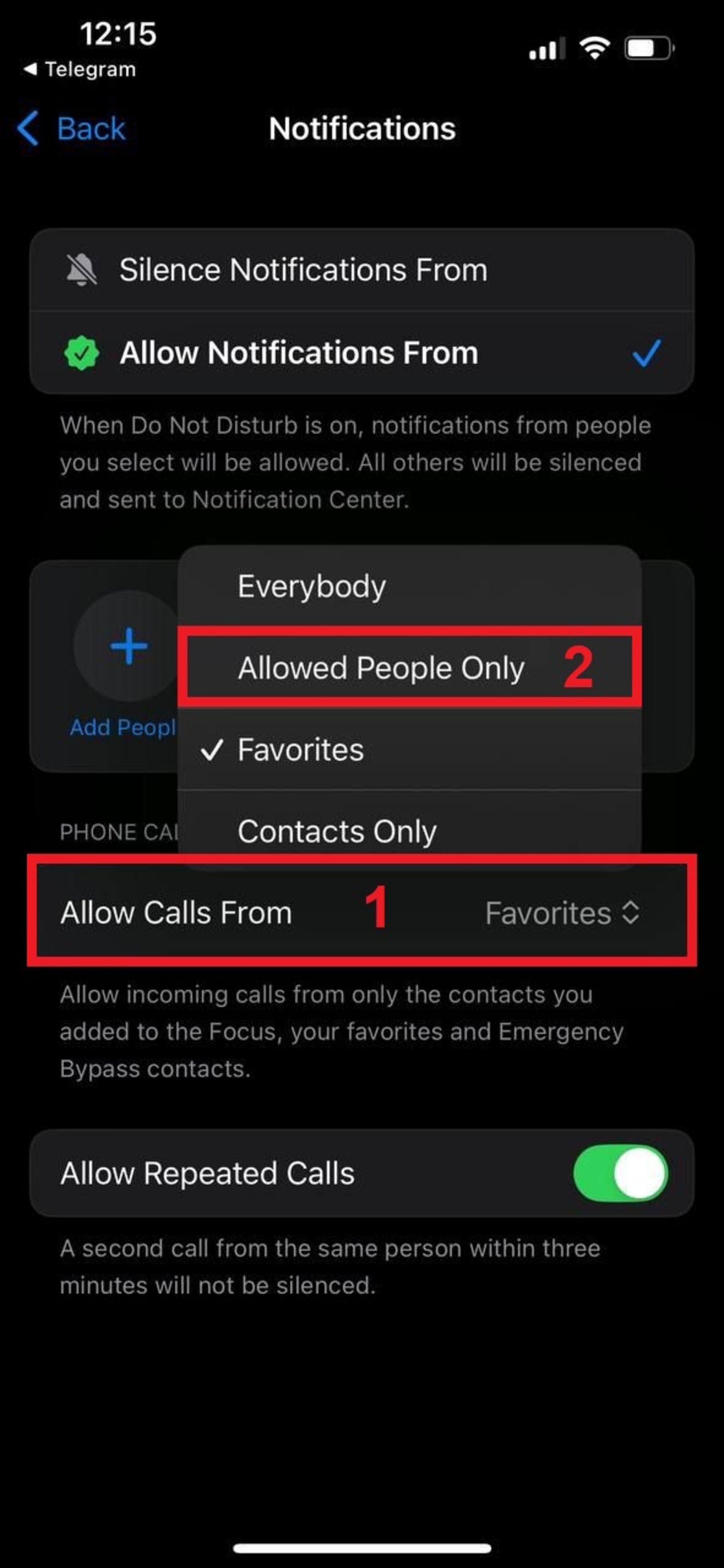 تنظیمات do not disturb در آیفون