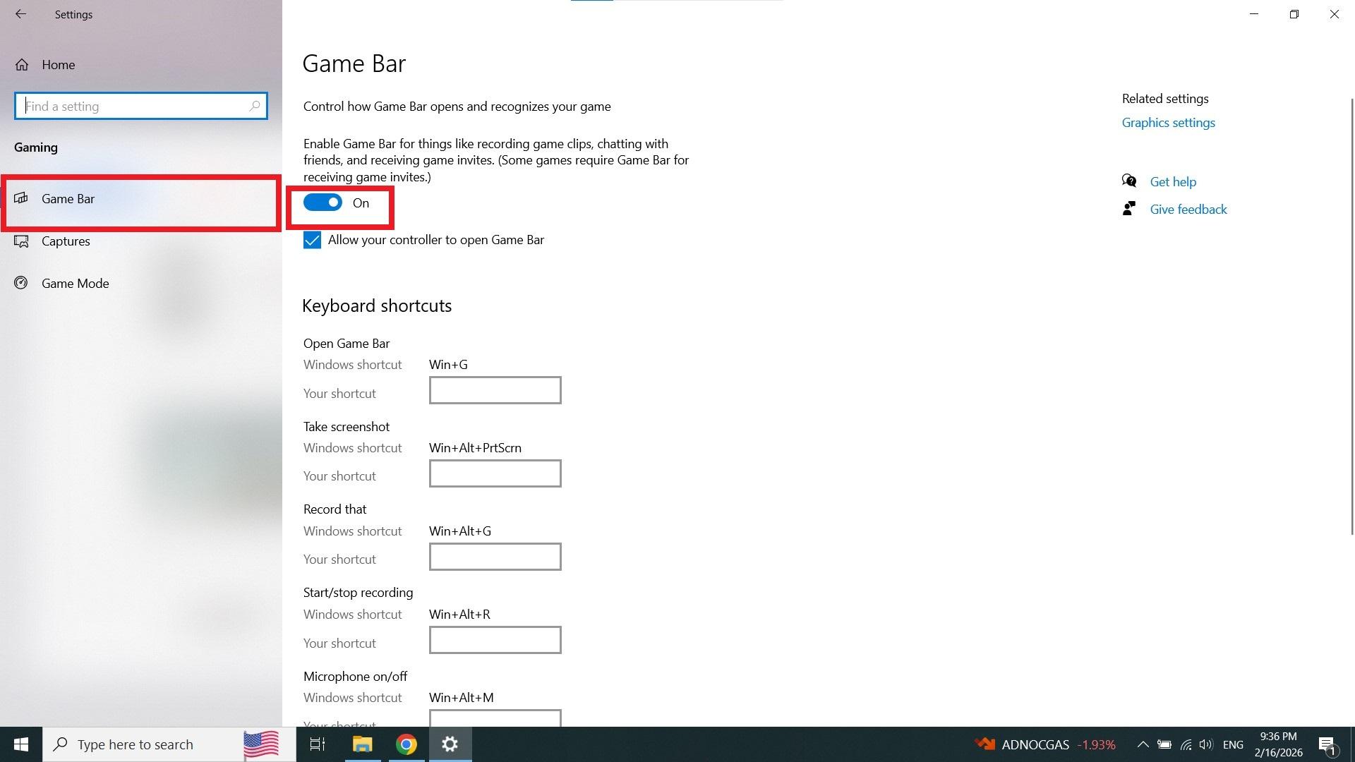 فعالسازی Game Bar