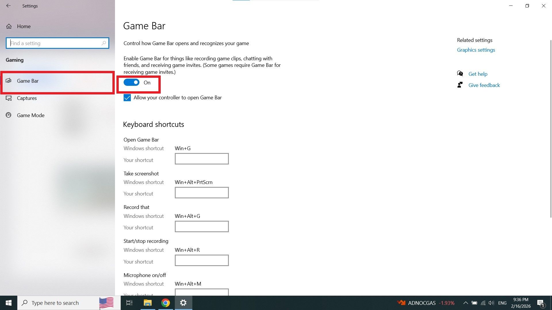فعالسازی Game Bar
