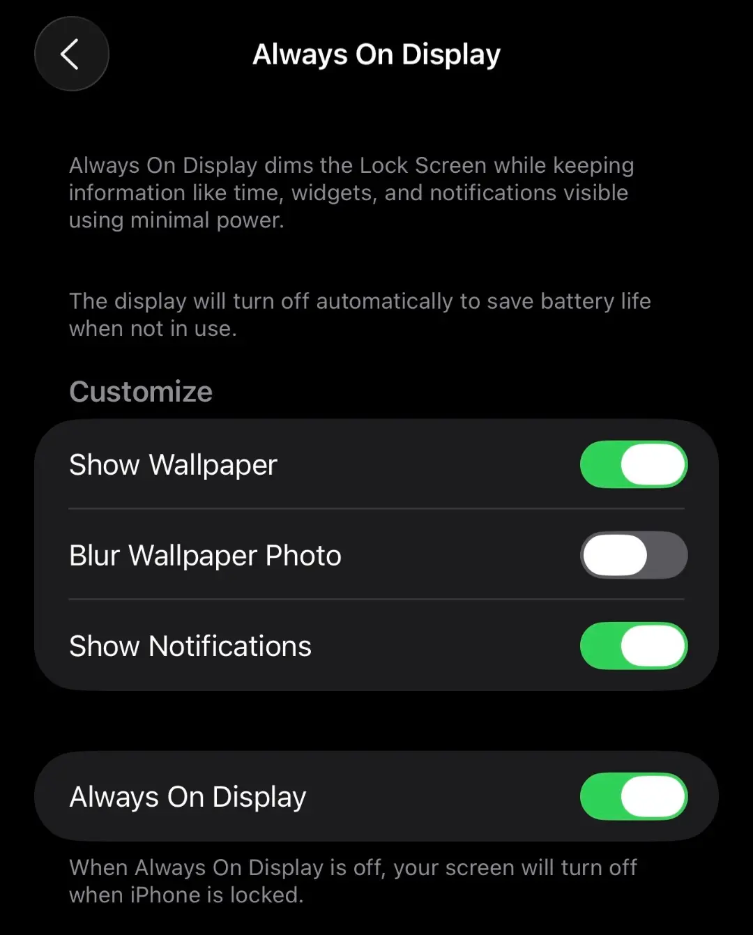 تنظیمات نمایشگر همیشه روشن آیفون در iOS 26