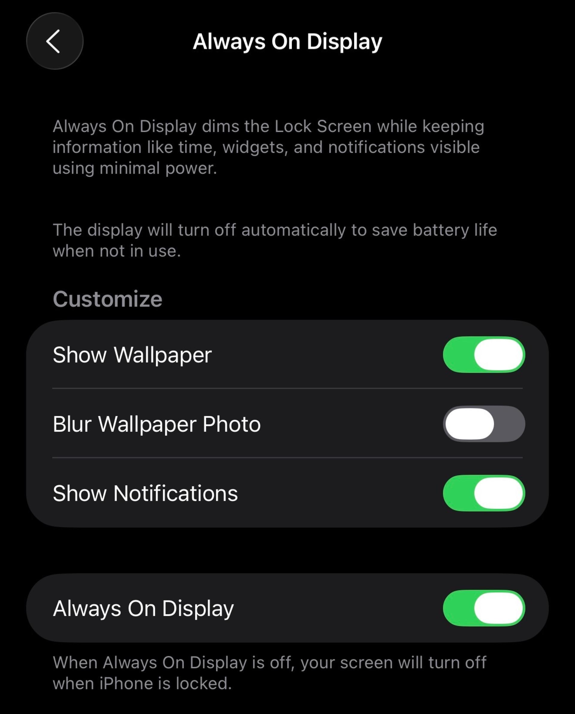 تنظیمات نمایشگر همیشه روشن آیفون در iOS 26