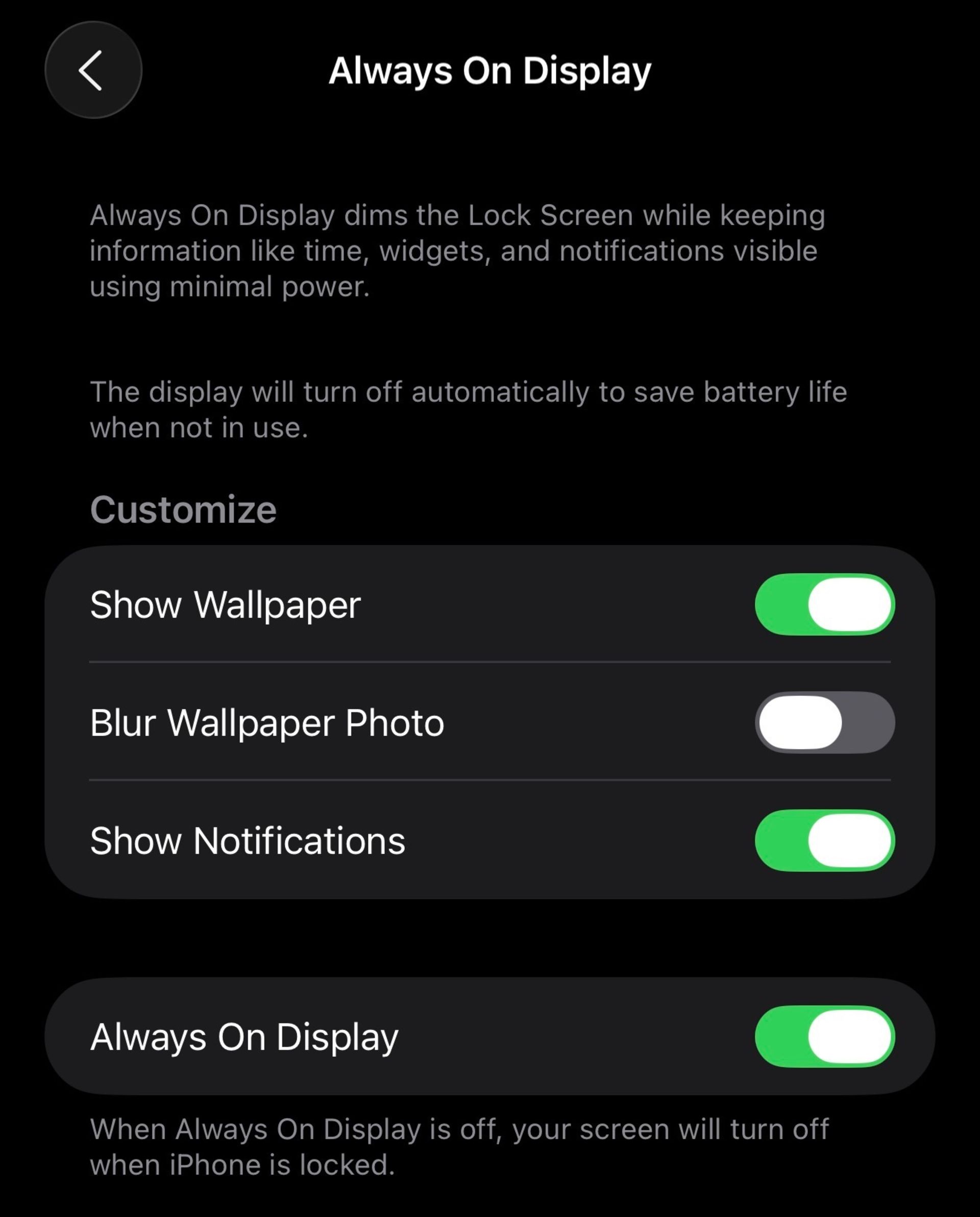 تنظیمات نمایشگر همیشه روشن آیفون در iOS 26