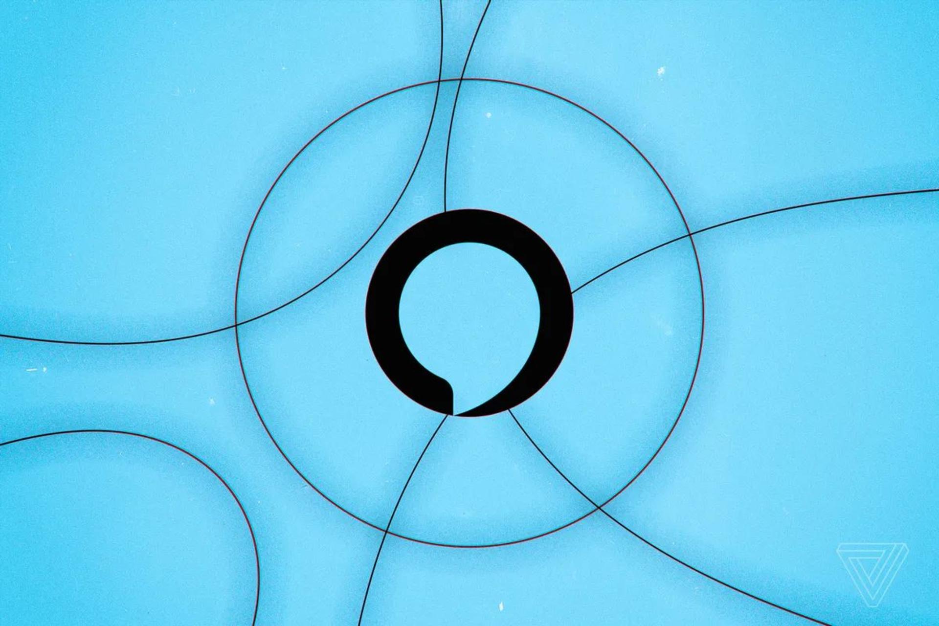لوگو دستیار صوتی آمازون آلکسا در زمینه آبی با خطوط باریک 
