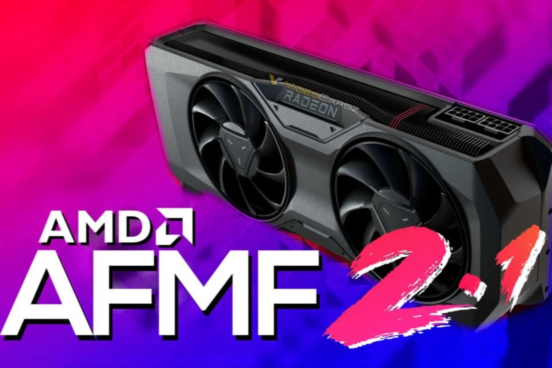 یک کارت گرافیک در کنار چند اسم به رنگ سفید در بکگراند آبی و قرمز 