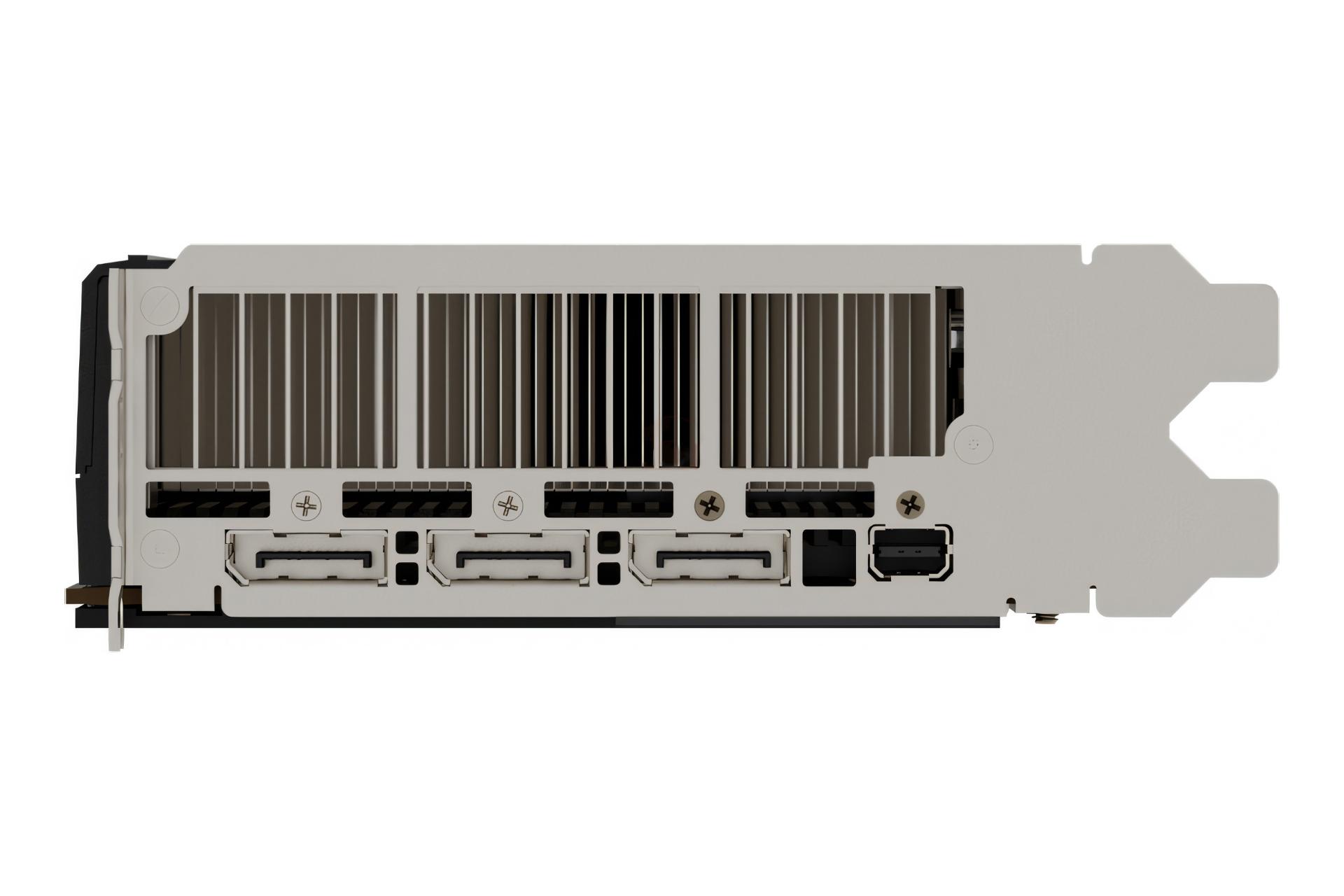 نمای پنل پشت کارت گرافیک AMD رادئون پرو W7800 با نمایش منافذ عبور هوا و درگاه های خروجی تصویر