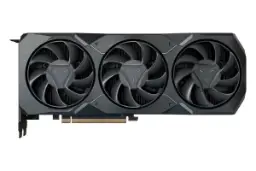 نمای رو به روی کارت گرافیک AMD رادئون RX 7900 GRE با نمایش فن‌ها و کانکتور PCIe