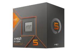 نمای نیمرخ جعبه‌ی پردازنده AMD رایزن 5 8600G با نمایش پردازنده، لوگو و نمای سمت راست جعبه