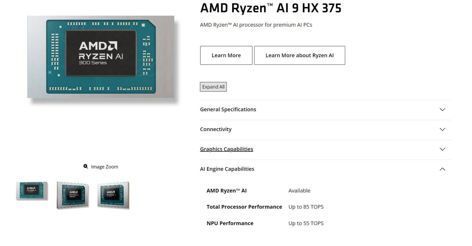 مشخصات تراشه هوش مصنوعی AMD Ryzen AI 9 HX 375