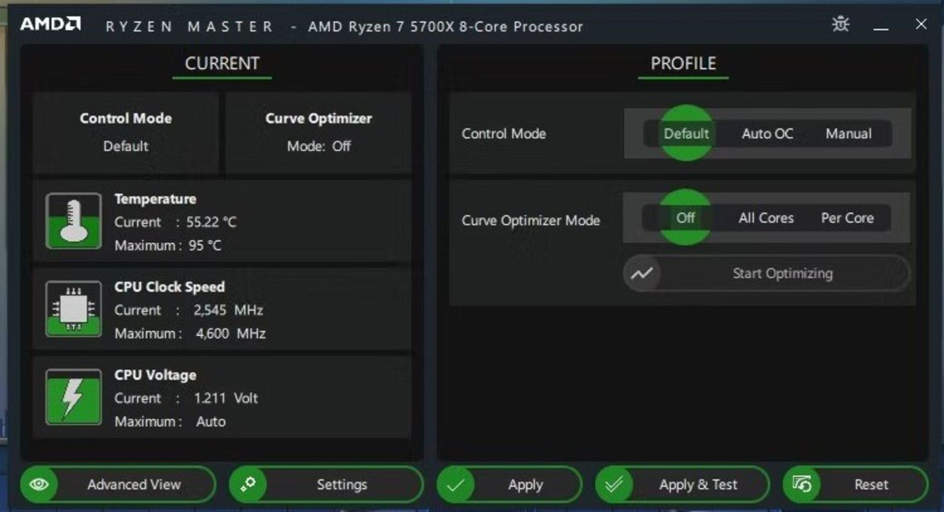 صفحه نرم‌افزار AMD Ryzen Master