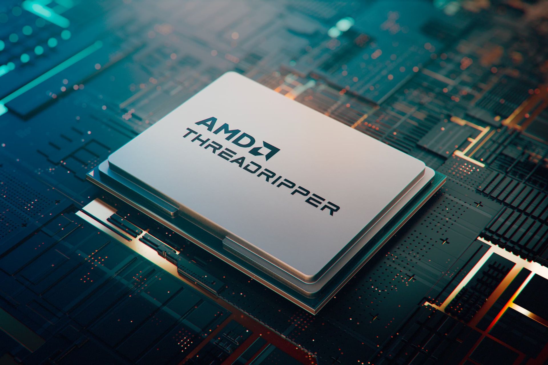 لوگو ای ام دی روی پردازنده AMD Ryzen Threadripper 7000